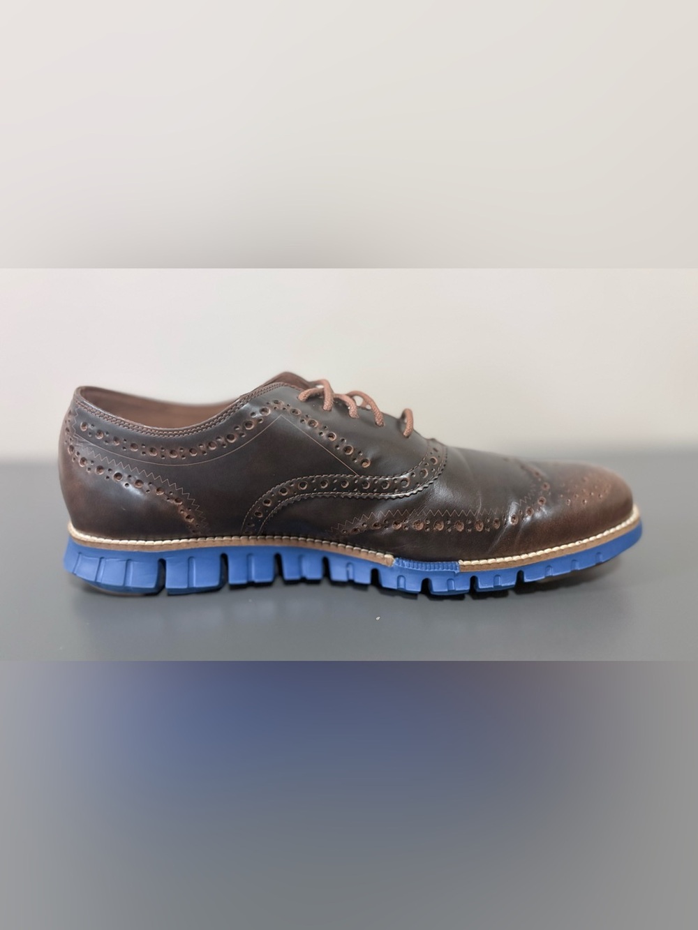 Cole Haan Zerogrand Wingtip Oxford Shoes Men’s Size 12 Brown Leather Blue Sole - Picture 8 of 11